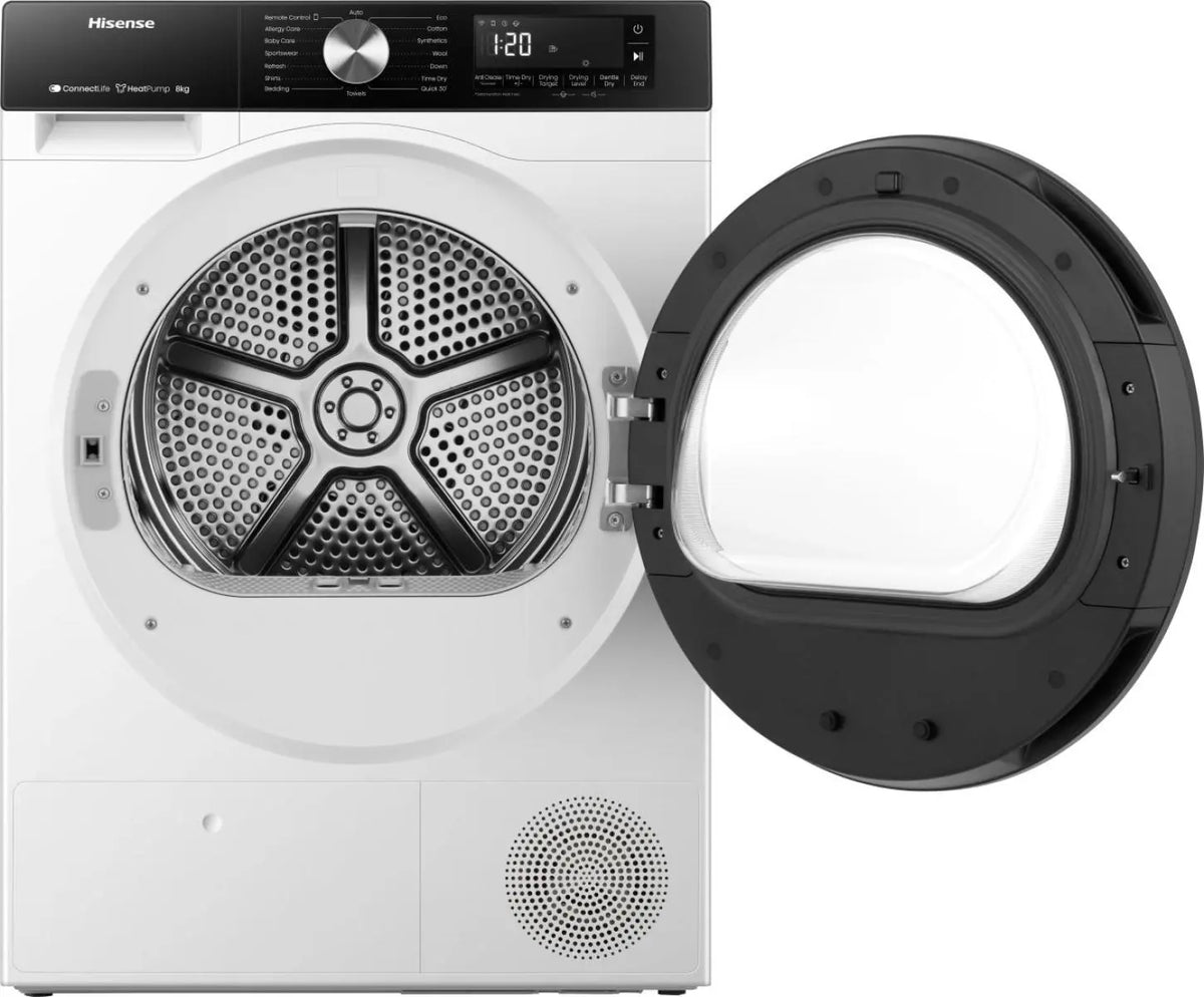 Hisense 3S Series 8kg Heat Pump Tumble Dryer - White - door open