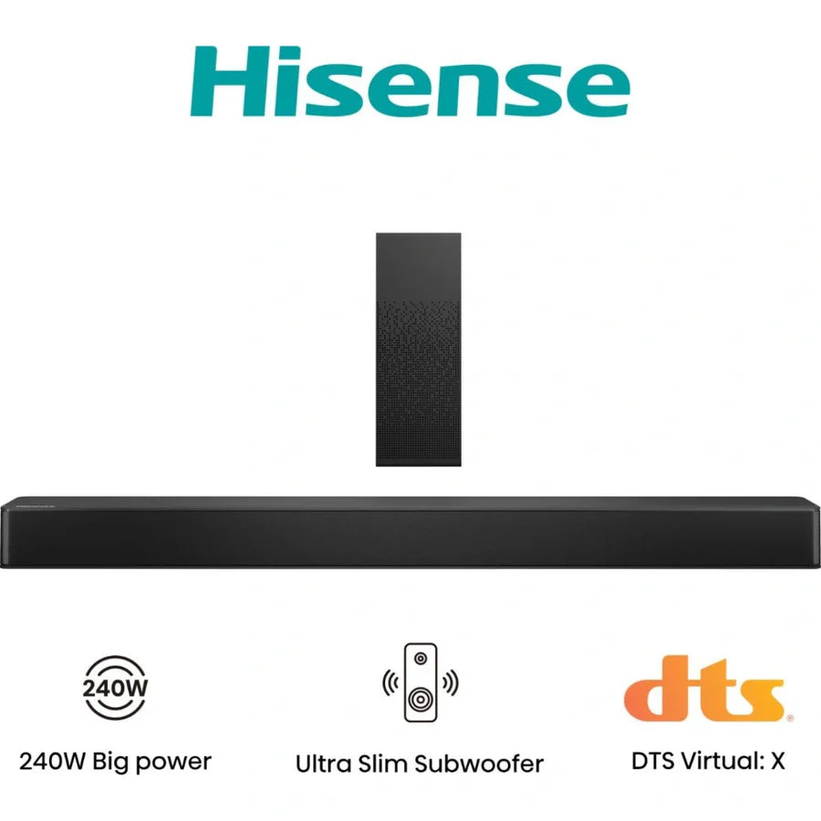Hisense HS Series 2.1ch Soundbar with Wireless Subwoofer | Black | HS2100
