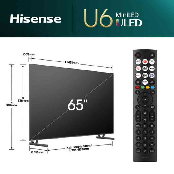 Hisense U6NQ 65" 4K UHD Mini-LED Smart TV | 65U61NQ Hisense TV Euronics Ireland