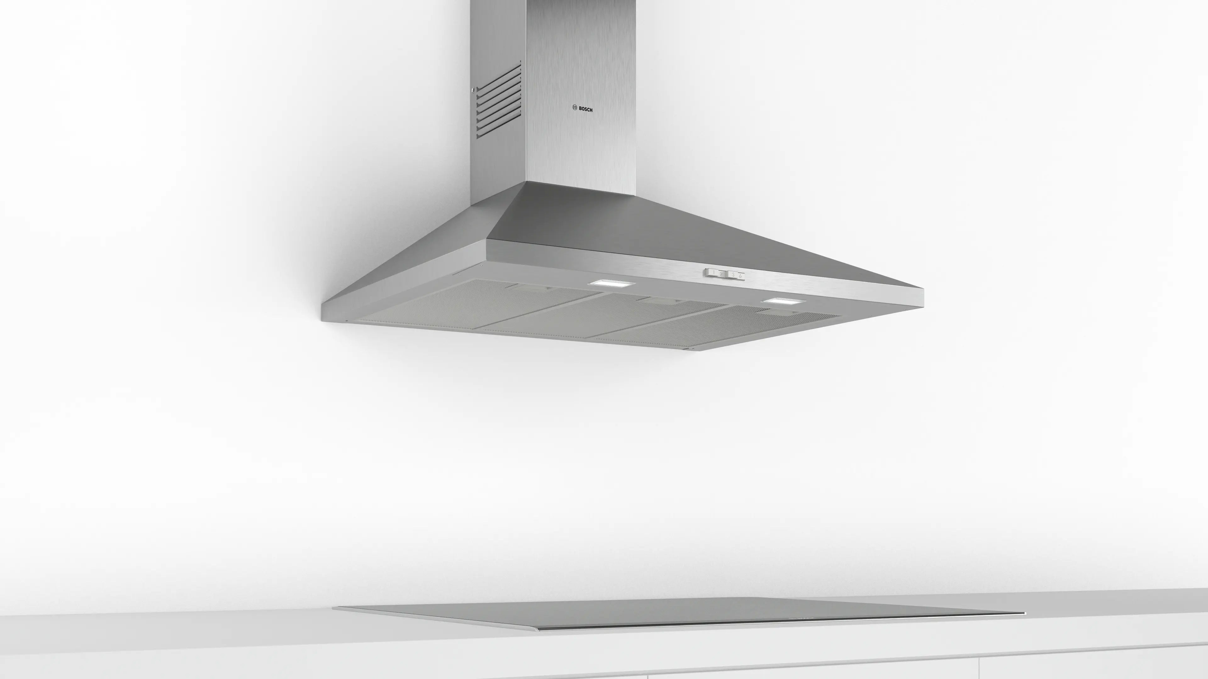 Bosch Series 2 90cm pyramid chimney cooker hood in Stainless Steel