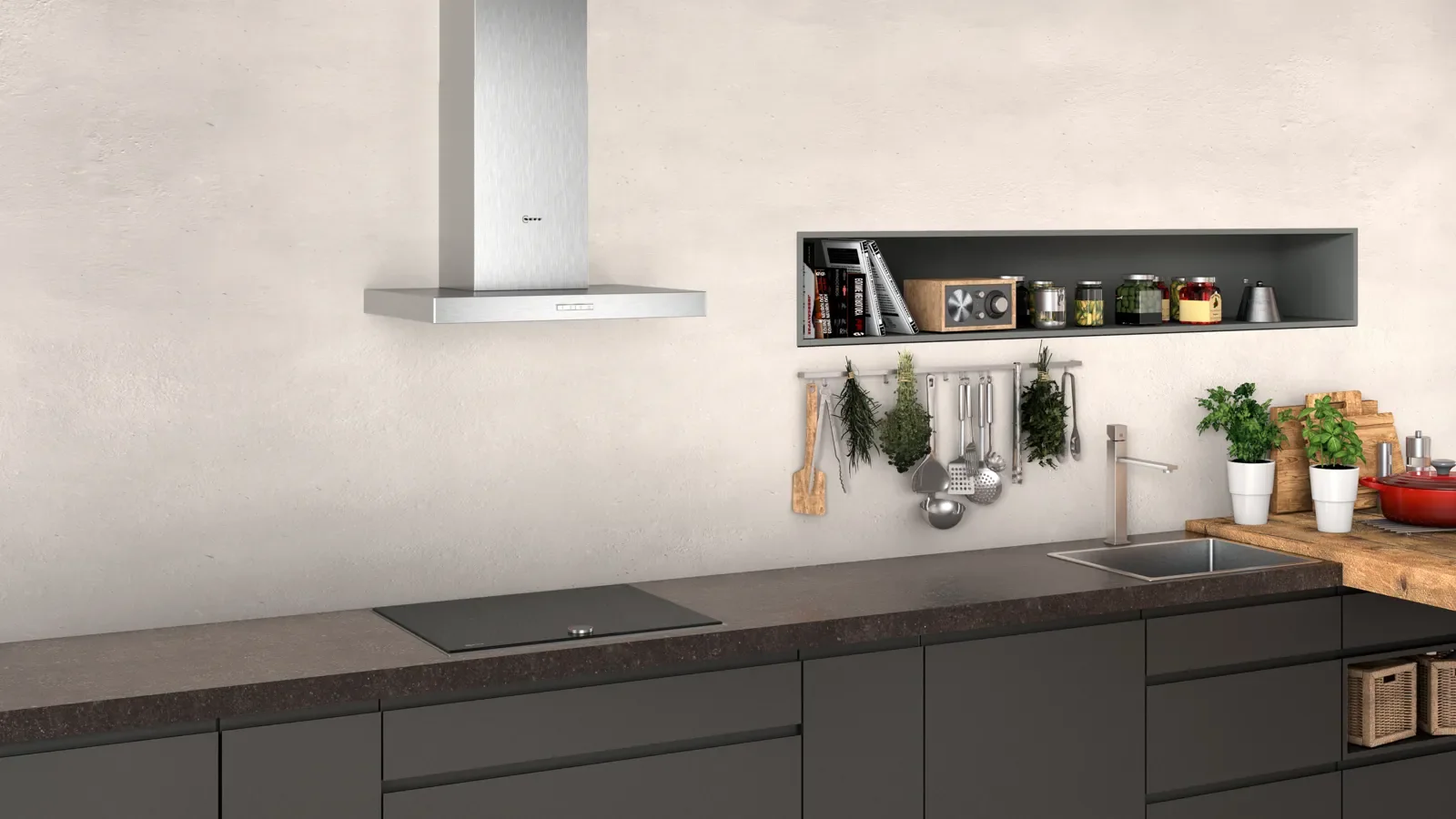 NEFF N 30 D62BBC0N0B 60cm wall-mounted chimney cooker hood in Stainless Steel