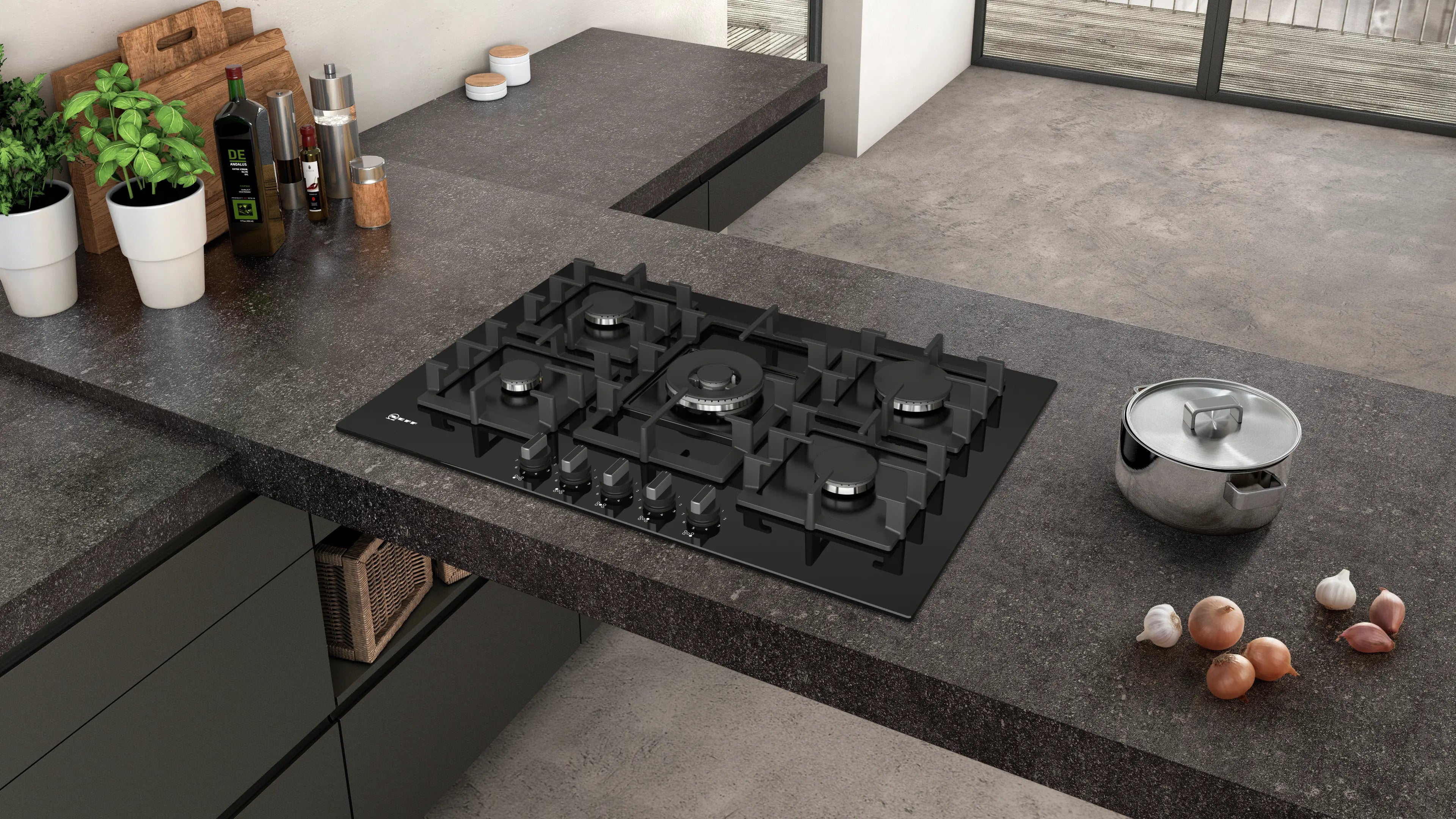 NEFF N 70 T27CS59S0 75cm 5 burner gas hob in Black
