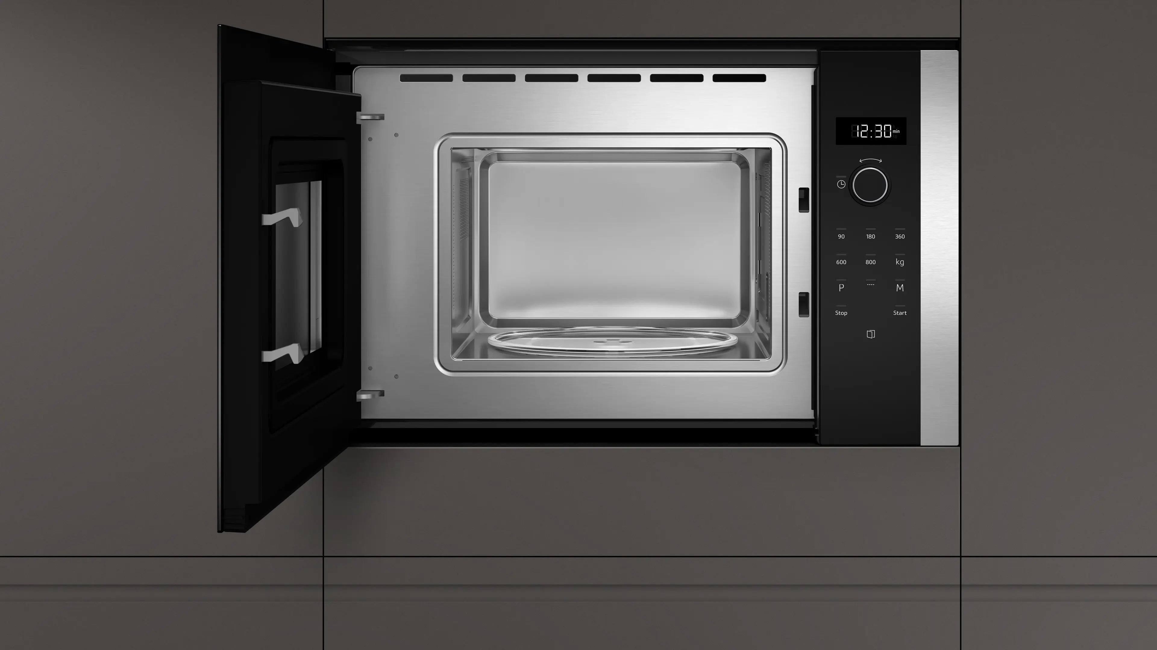NEFF N50 HLAWD23N0B built-in microwave oven in Black with stainless steel door trim