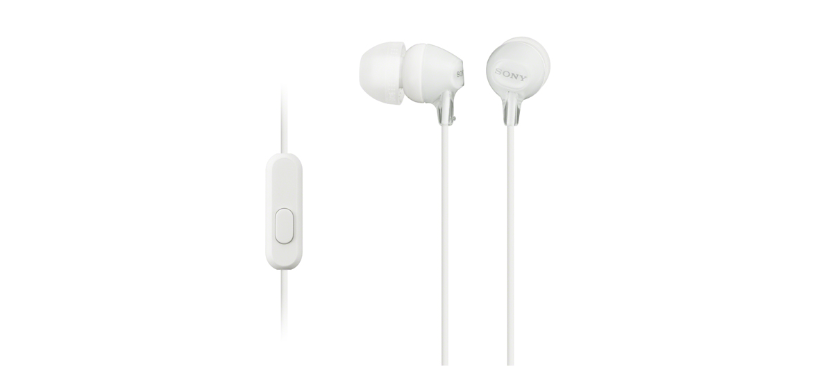 Sony MDR-EX15AP Wired In-Ear Earphones with Microphone - White - official product image