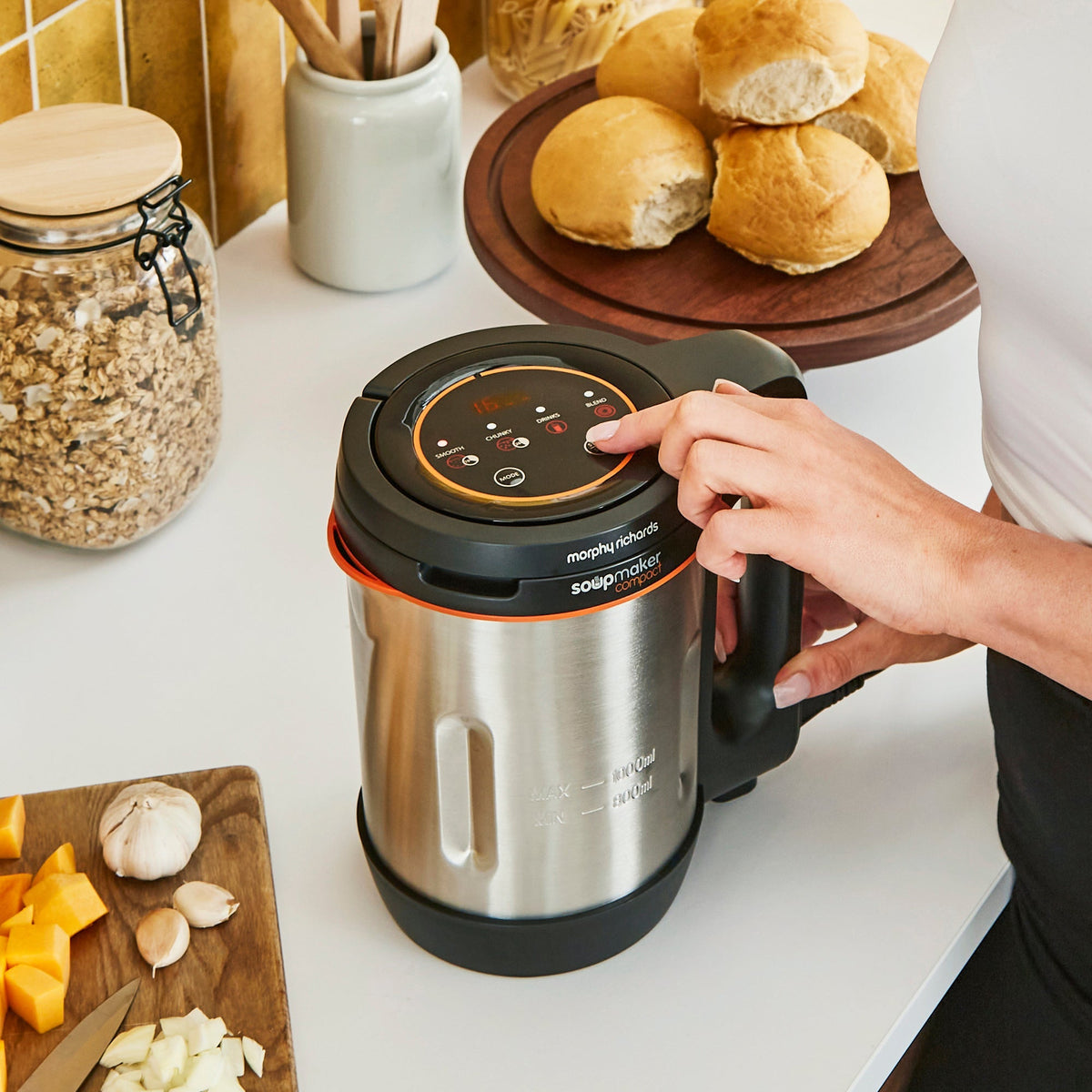 Morphy Richards Compact Soup Maker 1L Stainless Steel & Black product image