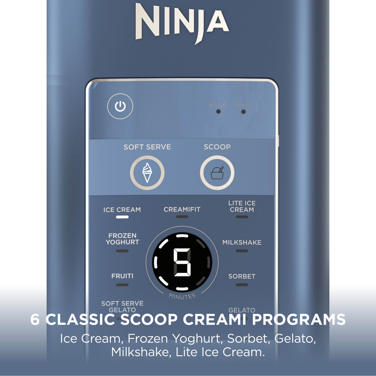 Ninja CREAMi Scoop & Swirl Soft Serve Maker - Navy - 6 classic scoop programmes