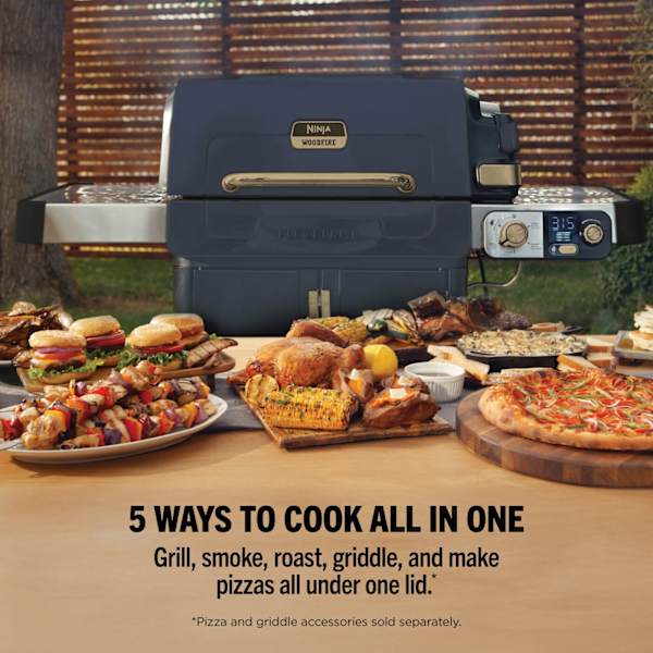 Ninja FlexFlame Gas 5-in-1 Outdoor BBQ - Blue & Gold | PG301UKBL