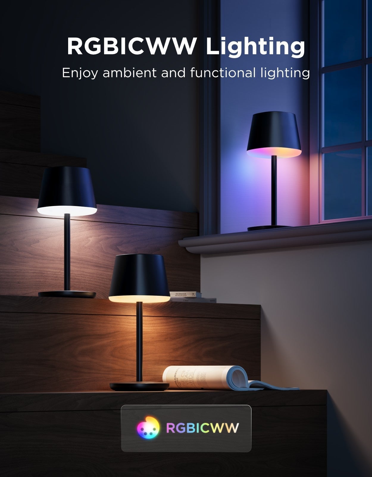 Govee Table Lamp Classic Cordless Smart Table Lamp Black - official product image