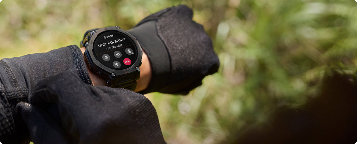 Amazfit T-Rex 3 Pro 44mm Smartwatch - Tactical Black - incoming call on the wrist