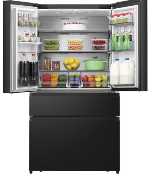 Hisense Pureflat French Door Smart American Fridge Freezer Black Stainless Steel | RF749N4SWFE