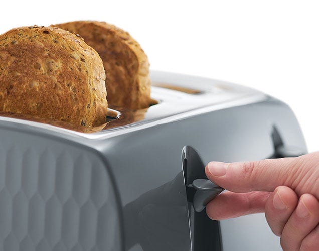Russell Hobbs Honeycomb 4 Slice Toaster - Grey - high lift feature