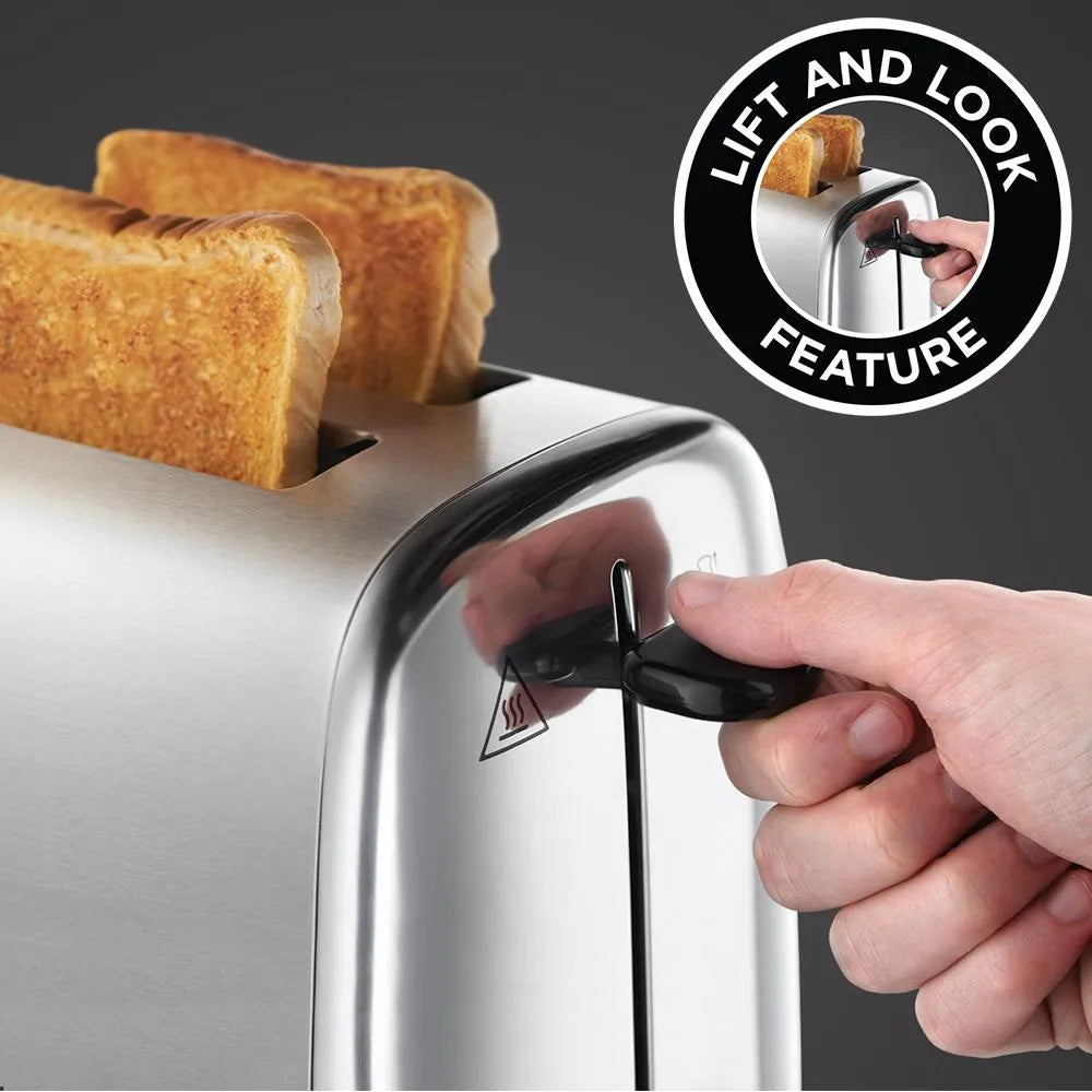 Russell Hobbs Adventure 2 Slice Toaster - Brushed Stainless Steel - Lift and Look