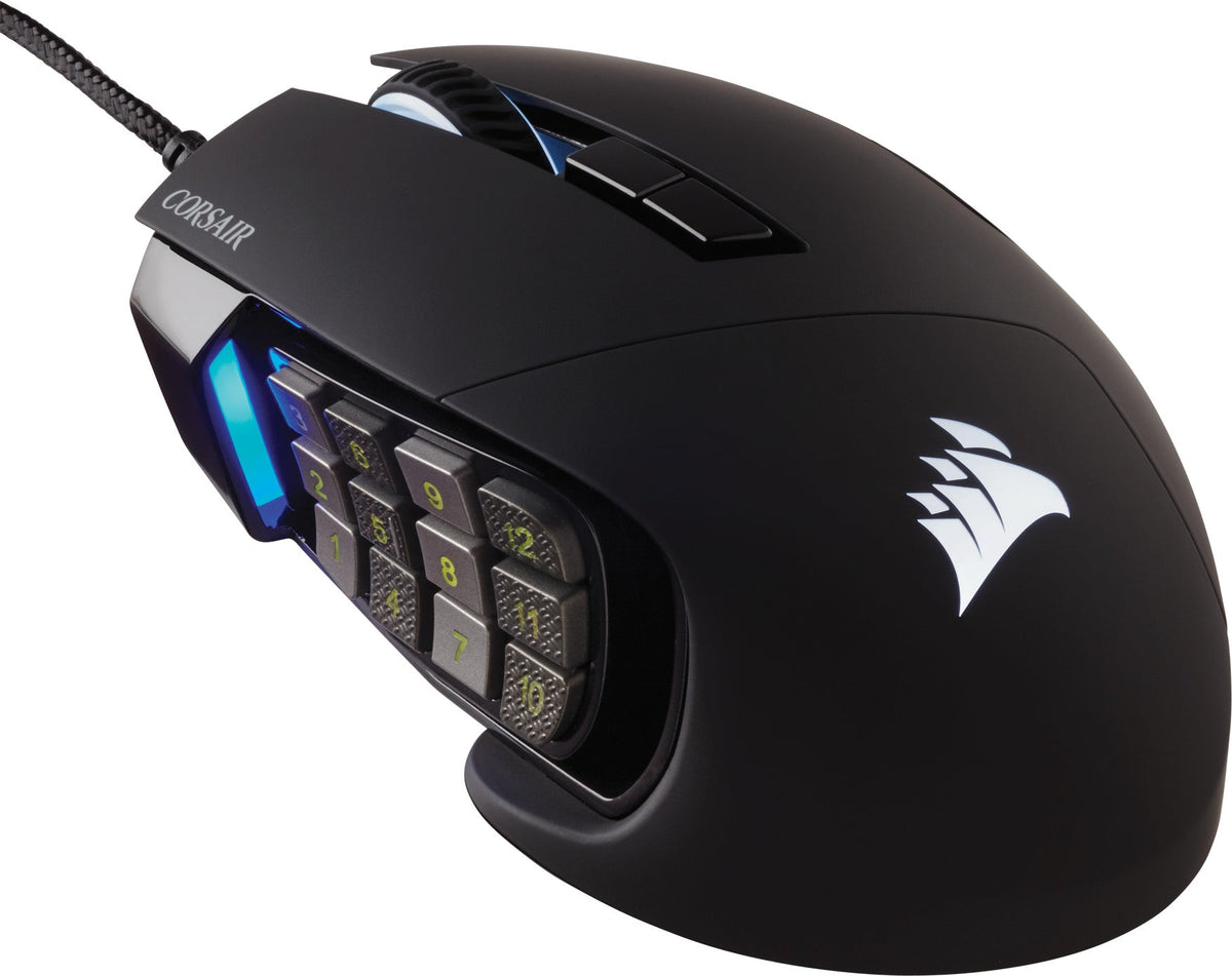 Corsair Scimitar RGB Elite Wired MOBA/MMO Gaming Mouse - Black - front view