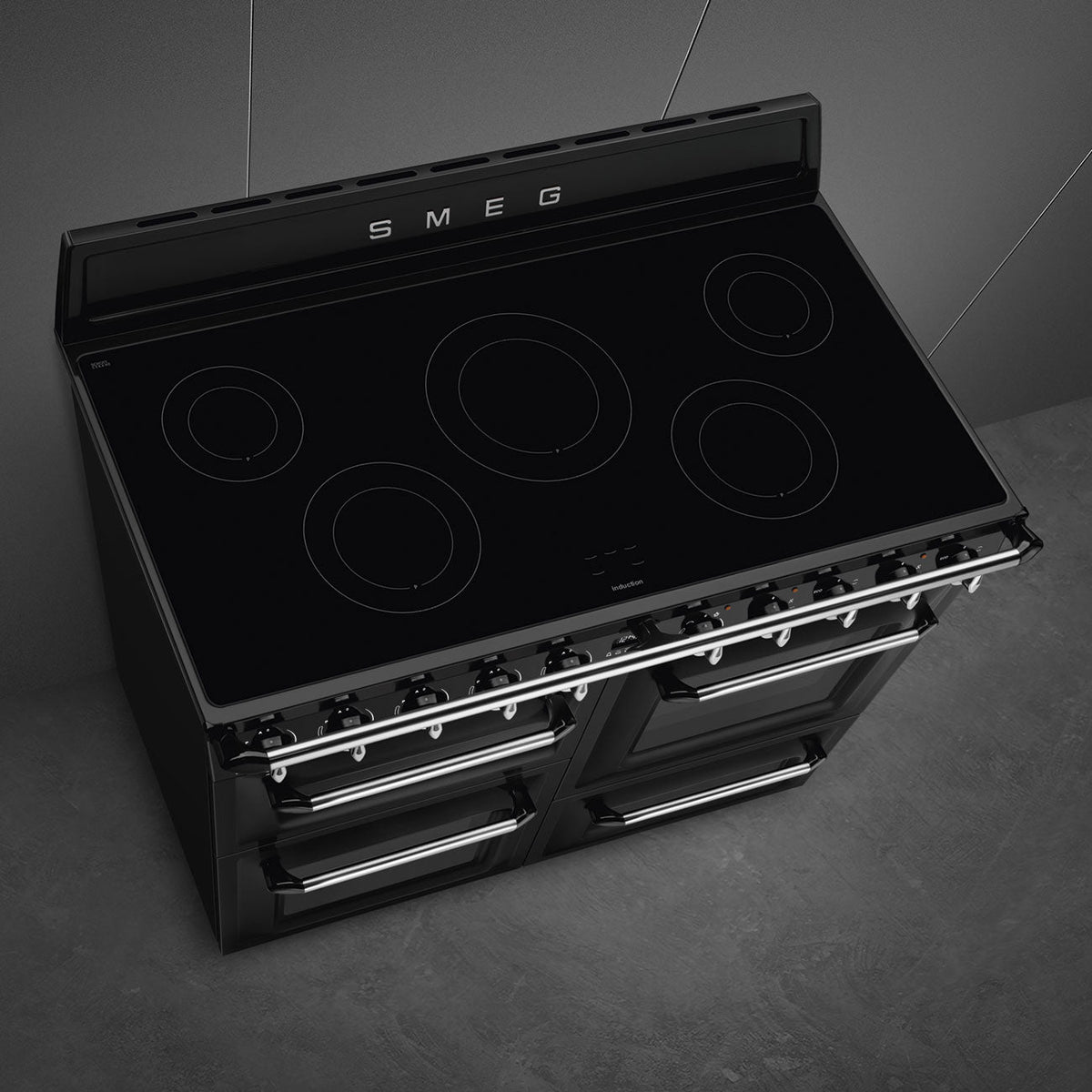 Smeg Victoria 110cm Induction Range Cooker with 3 Ovens - Black - product view