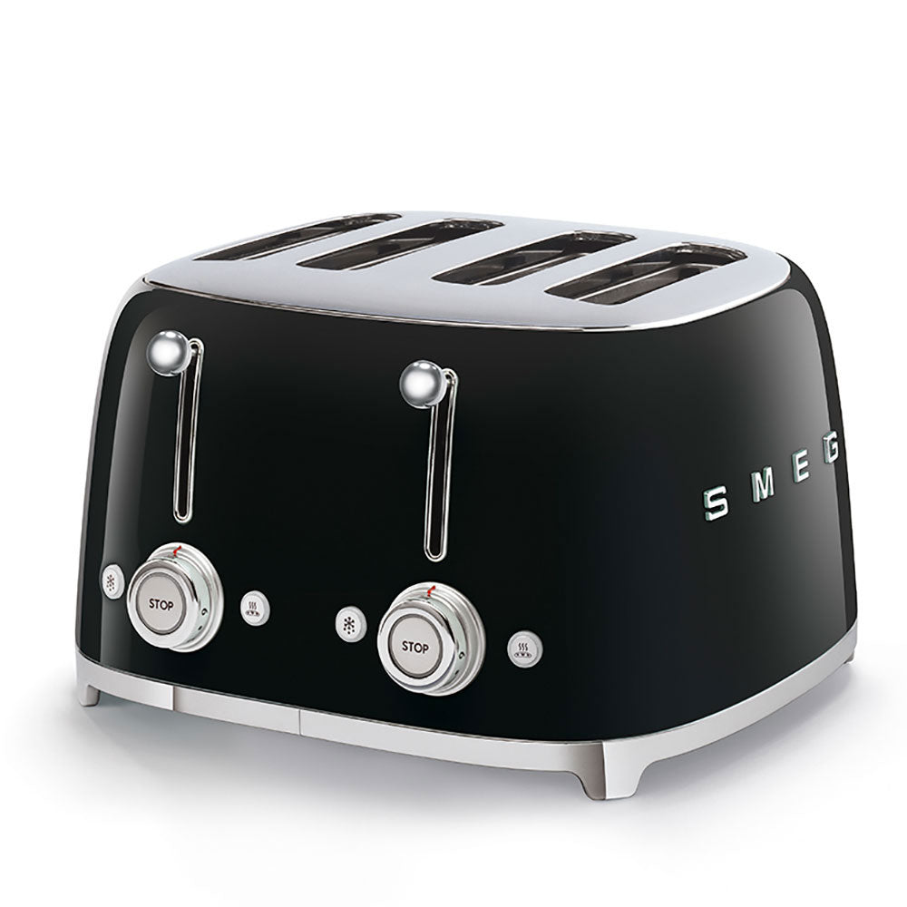 Smeg 50's Retro Style 4 Slice Black Toaster | TSF03BLUK