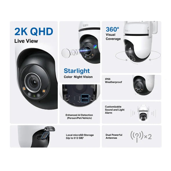 TP-Link Outdoor Pan Tilt Security Wi-Fi Camera | TAPOC520WS