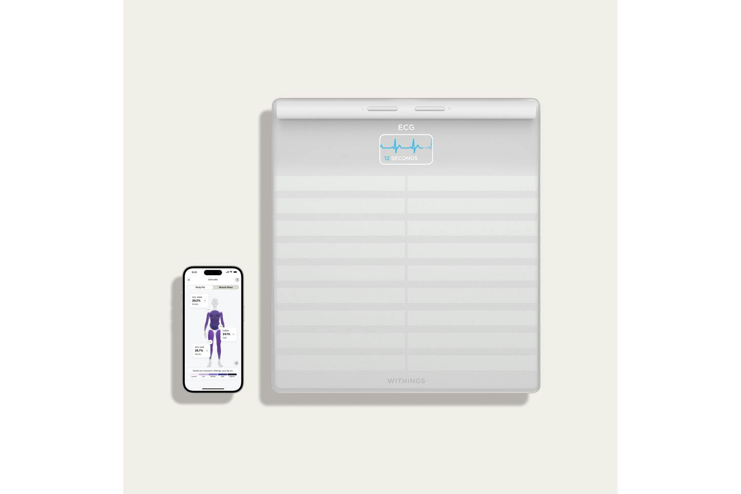Withings Body Scan - Smart Scale with ECG, Body Composition & Segmental Analysis - White | 78-WBS08-White-All-Inter