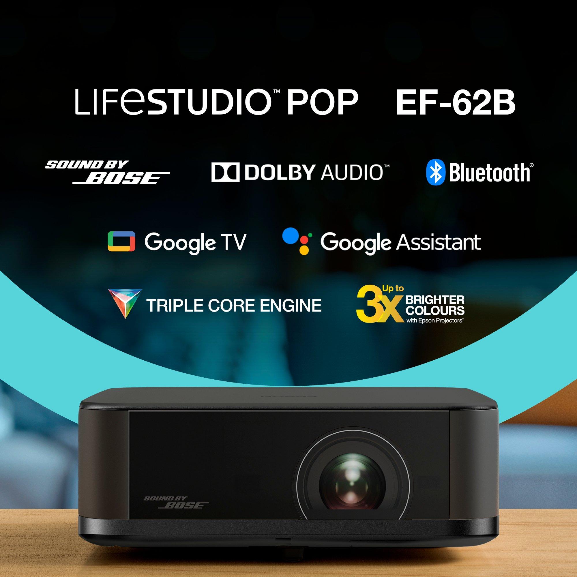 Epson Lifestudio Pop Plus EF-62B 4K Projector - Black | V11HB73140