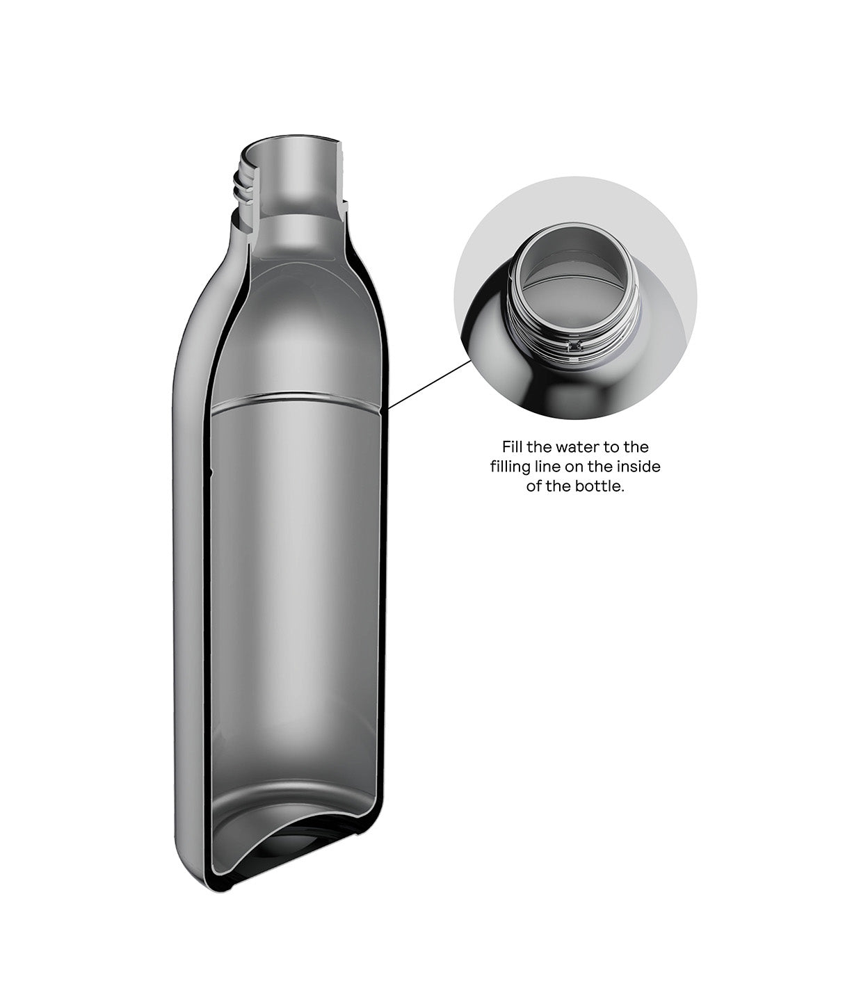 Aarke To-Go Bottle for Carbonator 3, 650ml — fill line detail