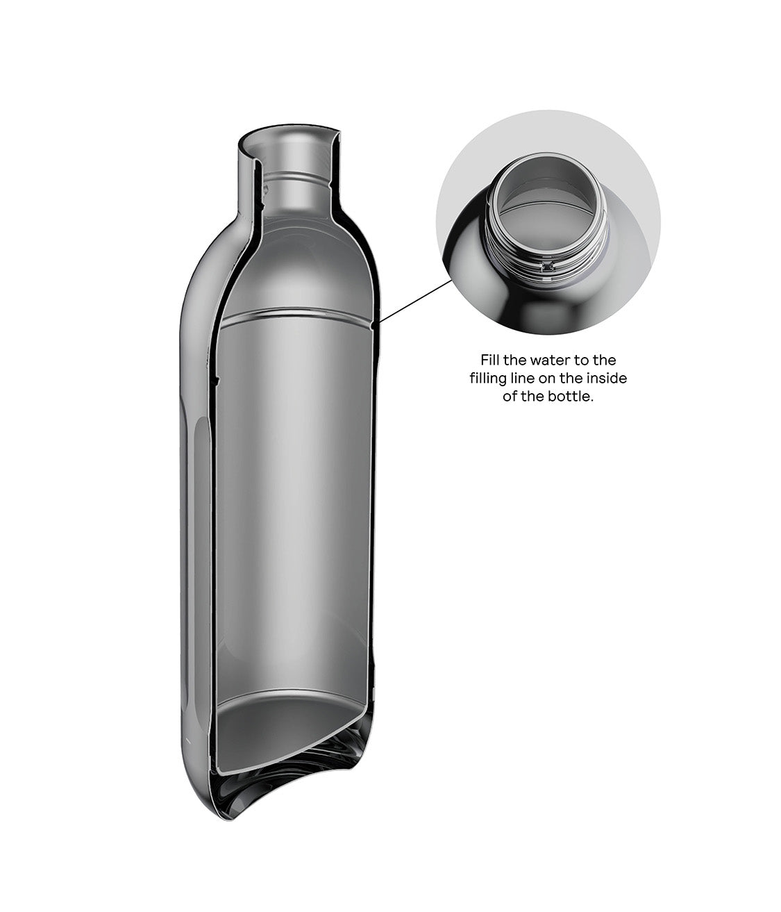 Aarke To-Go Bottle for Carbonator Pro, 500ml — fill line detail