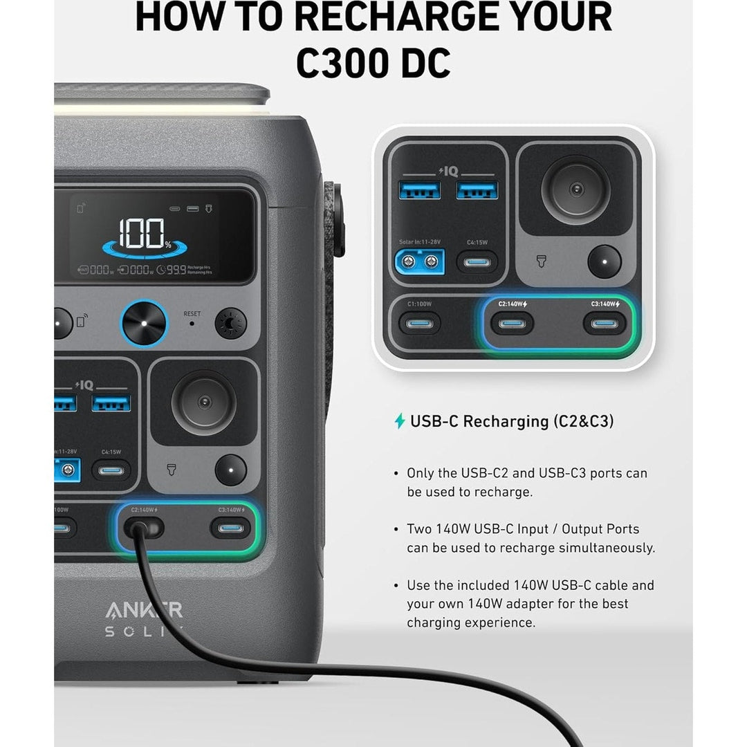 Anker Solix C300 Portable Battery Power Station 288W | A1728011 Anker Powerbank Euronics Ireland