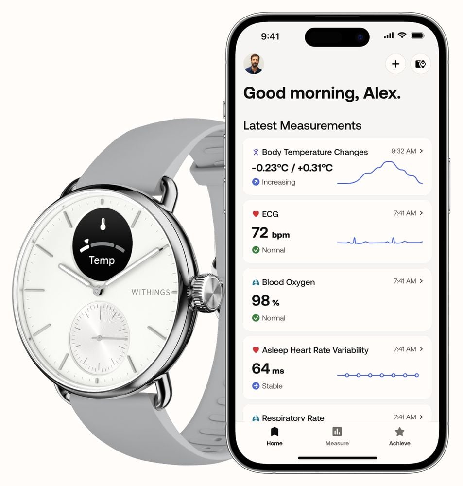 Withings ScanWatch 2 - Advanced Health Monitor with ECG & SpO2 - 38mm White | 78-HWA10-model 2-All-Int