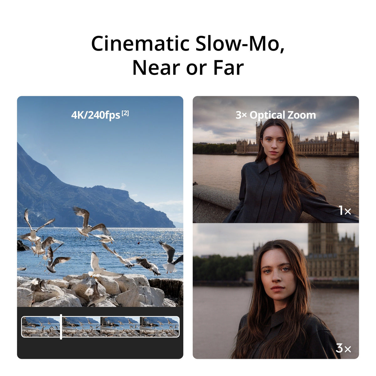 DJI Osmo Pocket 4P 4K Gimbal Camera Standard Combo - Black - 4K slow motion