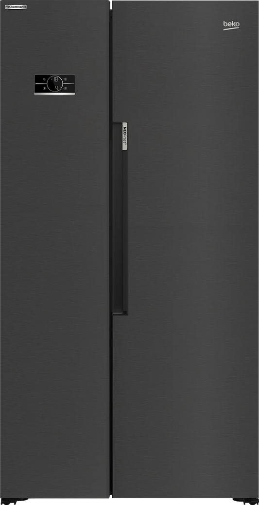 Beko Freestanding American Style Fridge Freezer with NeoFrost™ Black Steel | ASL1442VPZ