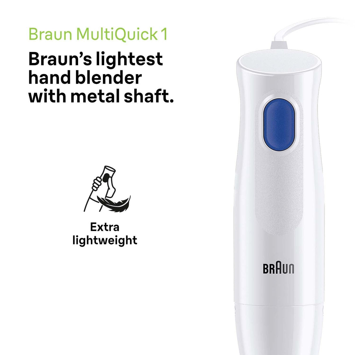 Braun MultiQuick 1 Hand Blender - White - lightweight design
