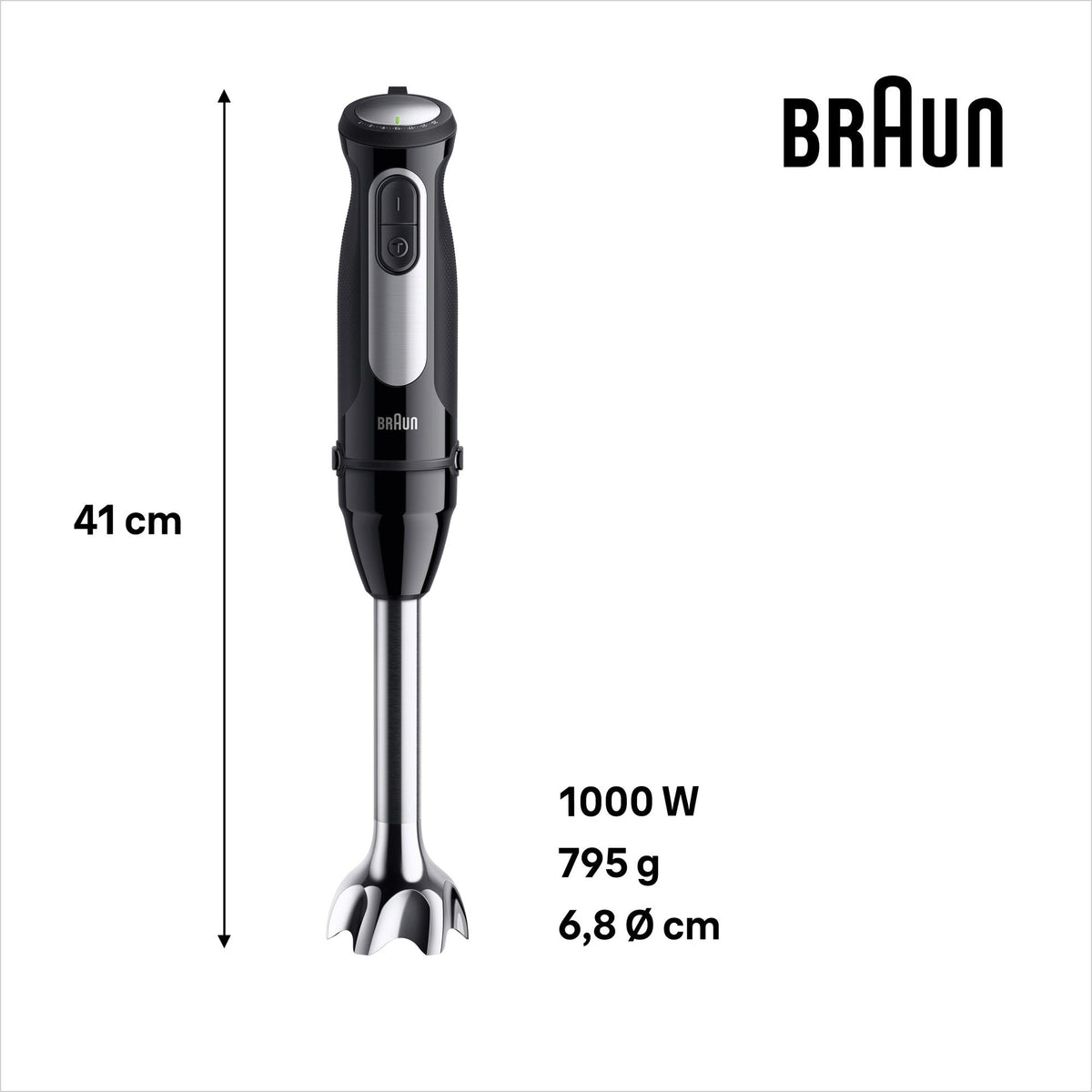 Braun MultiQuick 5 Pro Hand Blender - Black - dimensions