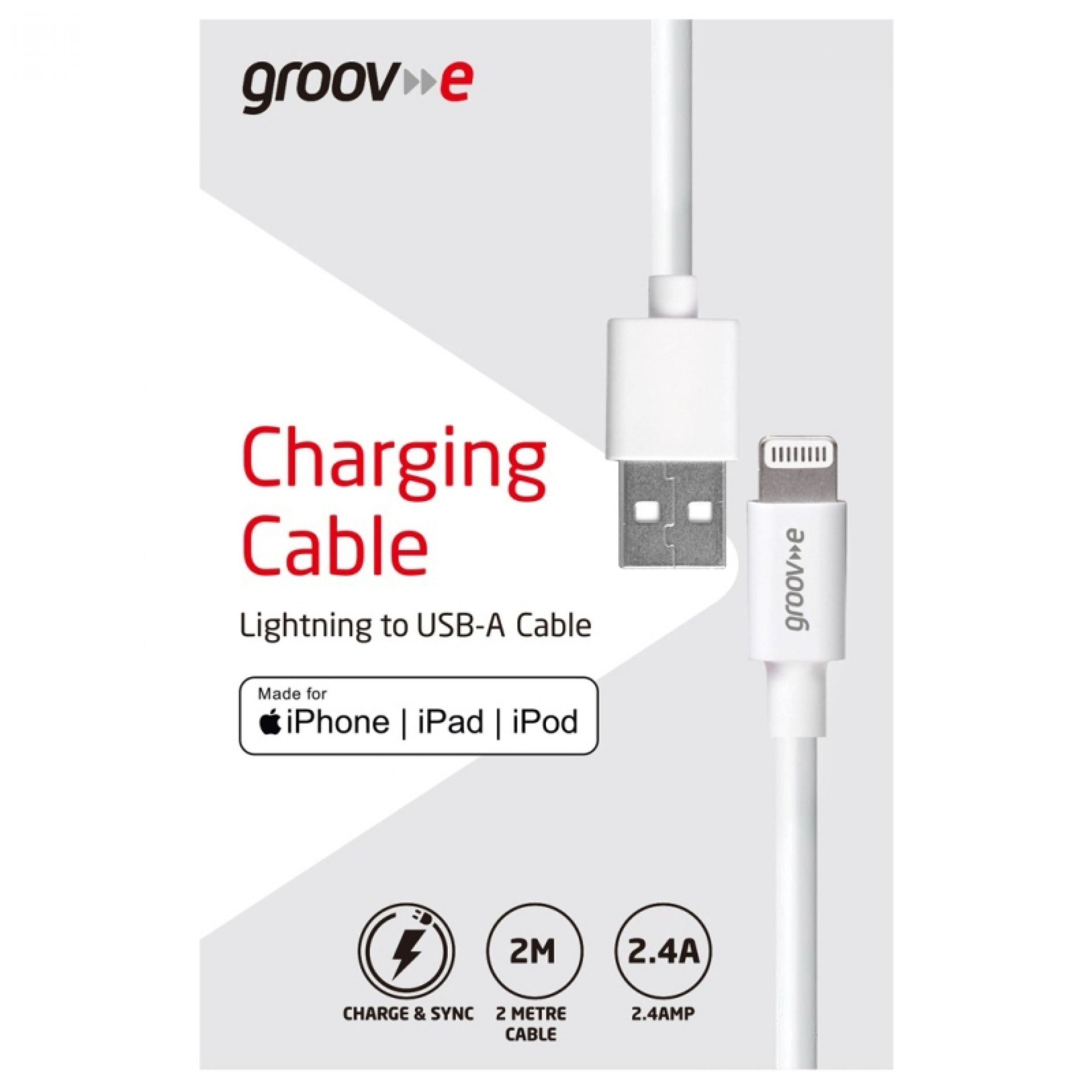Groov-e MFI Lightning to USB-A Charging Cable 2m - official product image