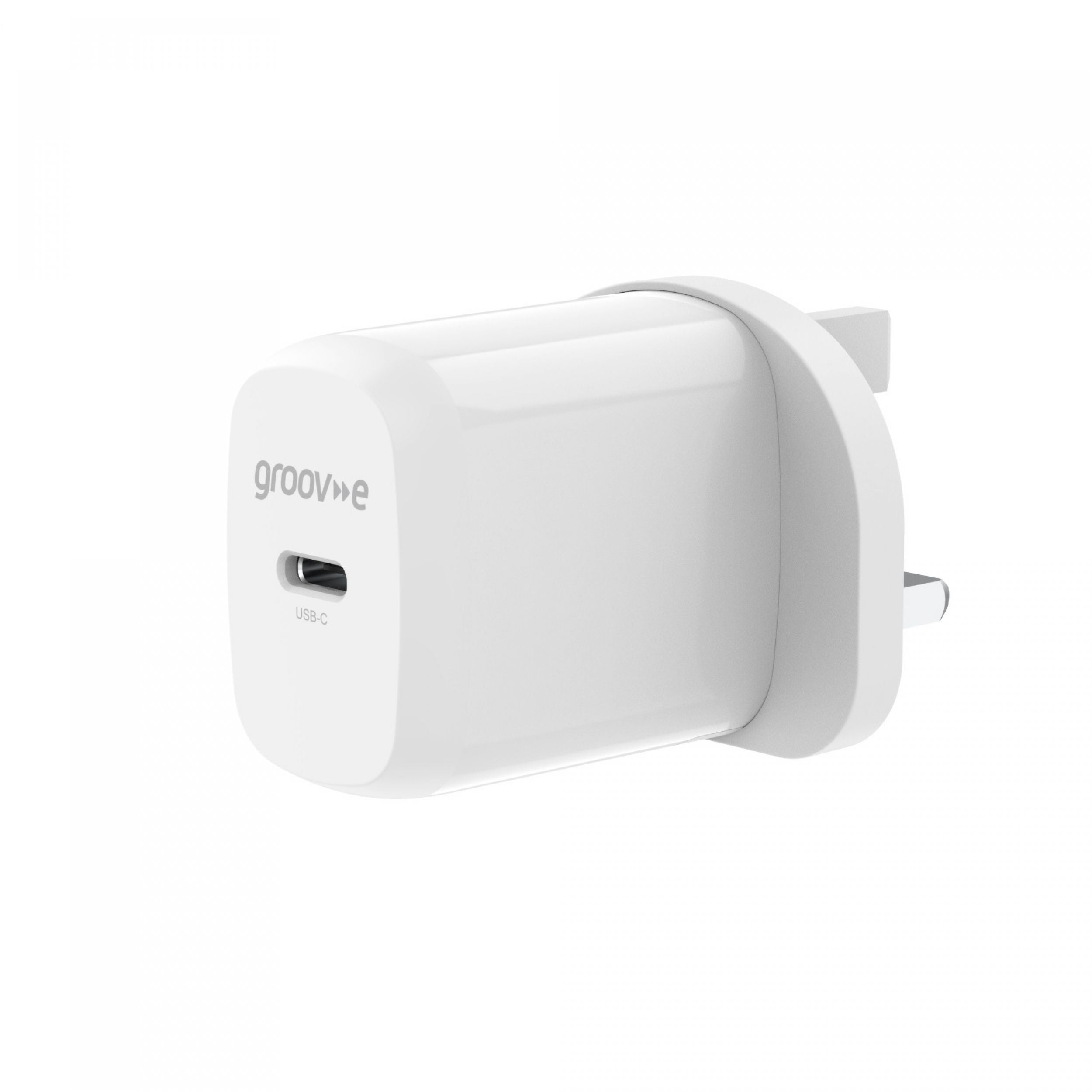 Groov-e 20W USB-C Power Delivery Wall Charger White - official product image