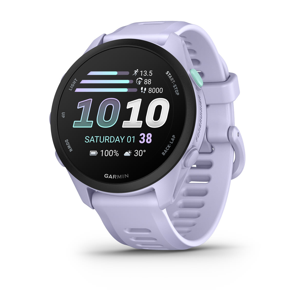 Garmin Forerunner 70 GPS Running Smartwatch - front view , screen on