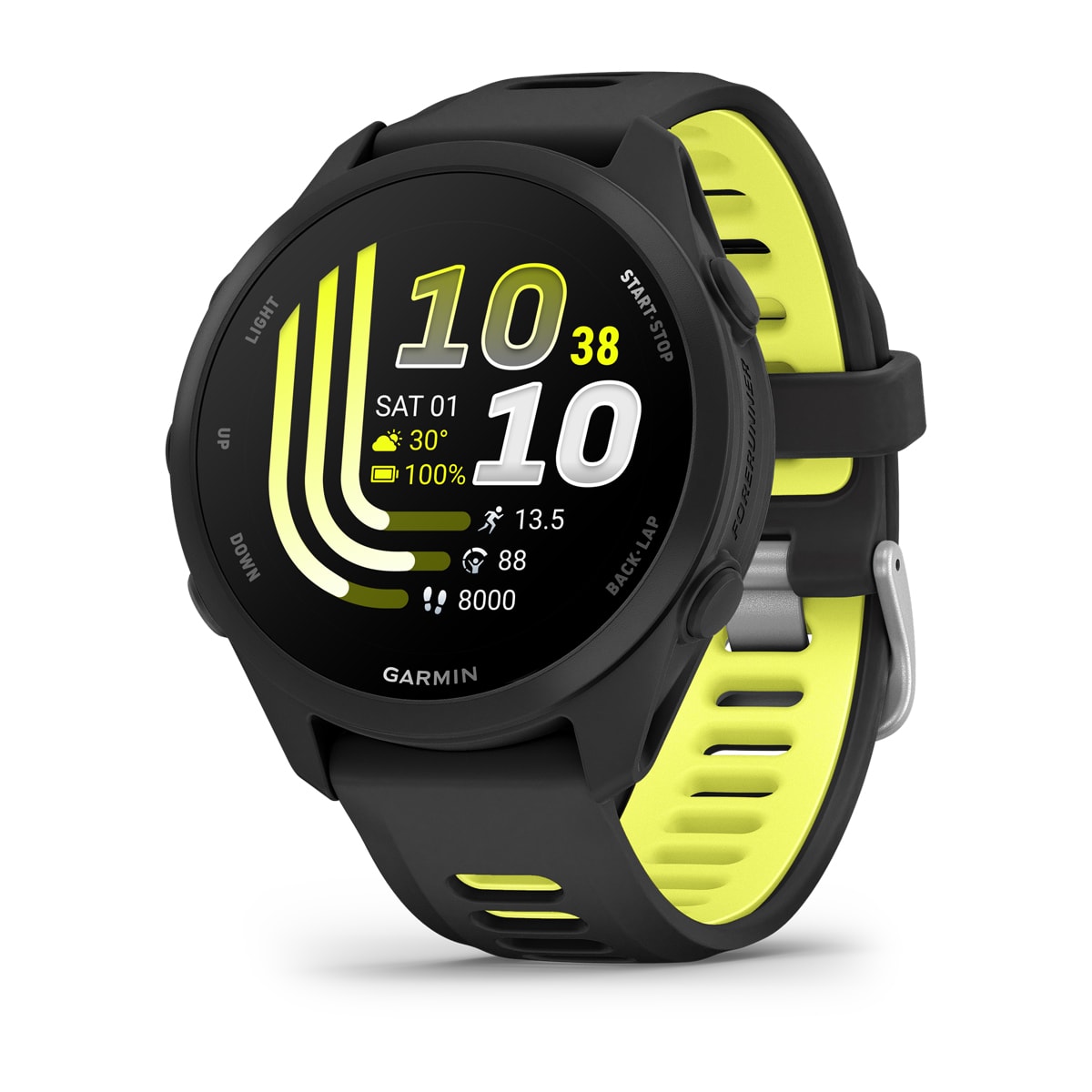 Garmin Forerunner 170 Music GPS Running Smartwatch - front view , screen on