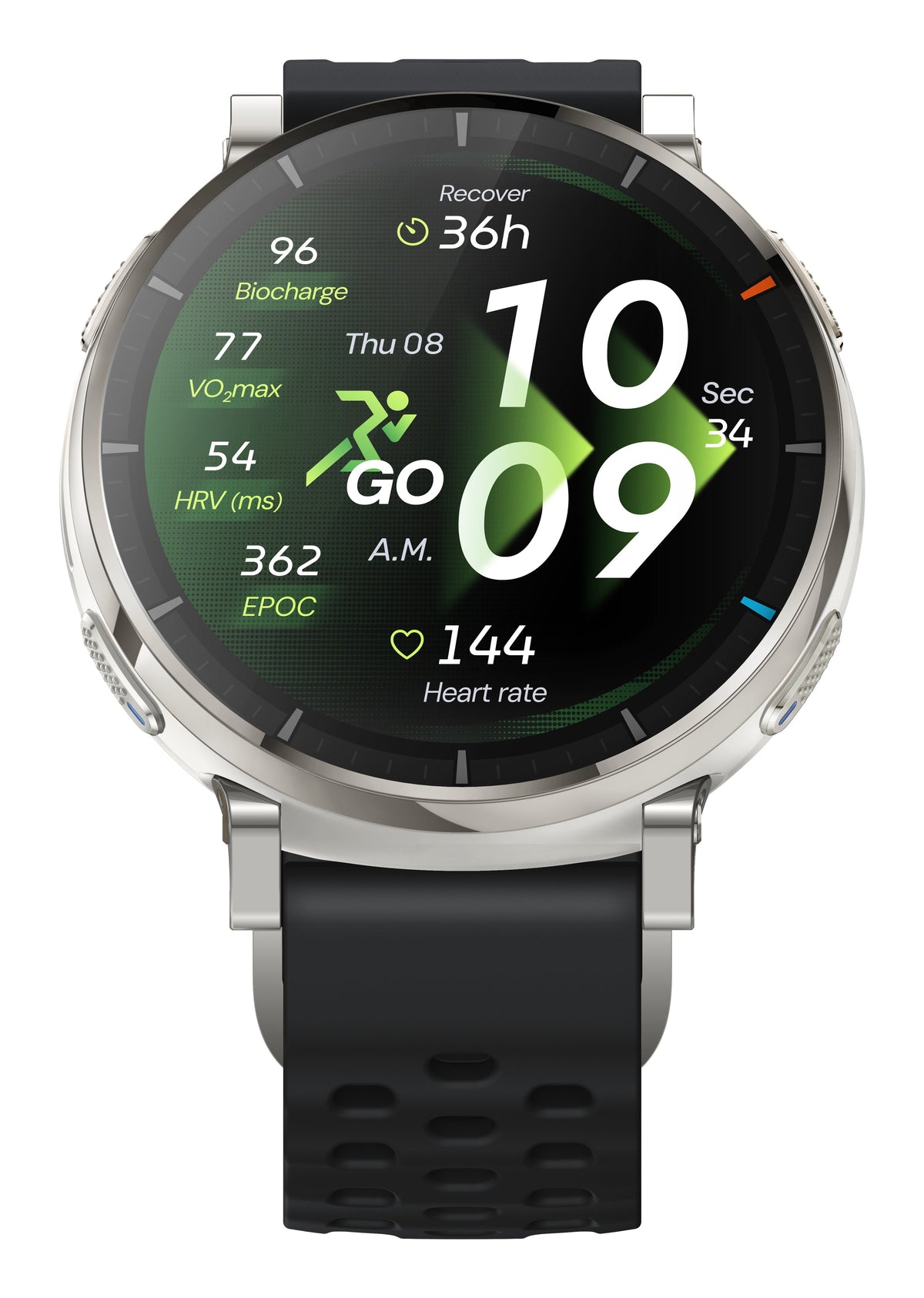 Amazfit Active 3 Premium 45mm Smartwatch - Apex Silver - angled view