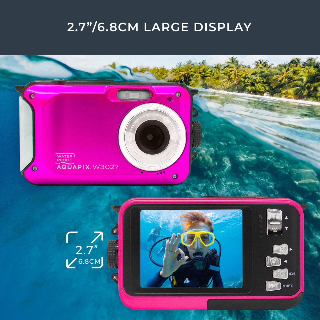 EasyPix Aquapix W3027 Wave Camera - Pink | 267-10033