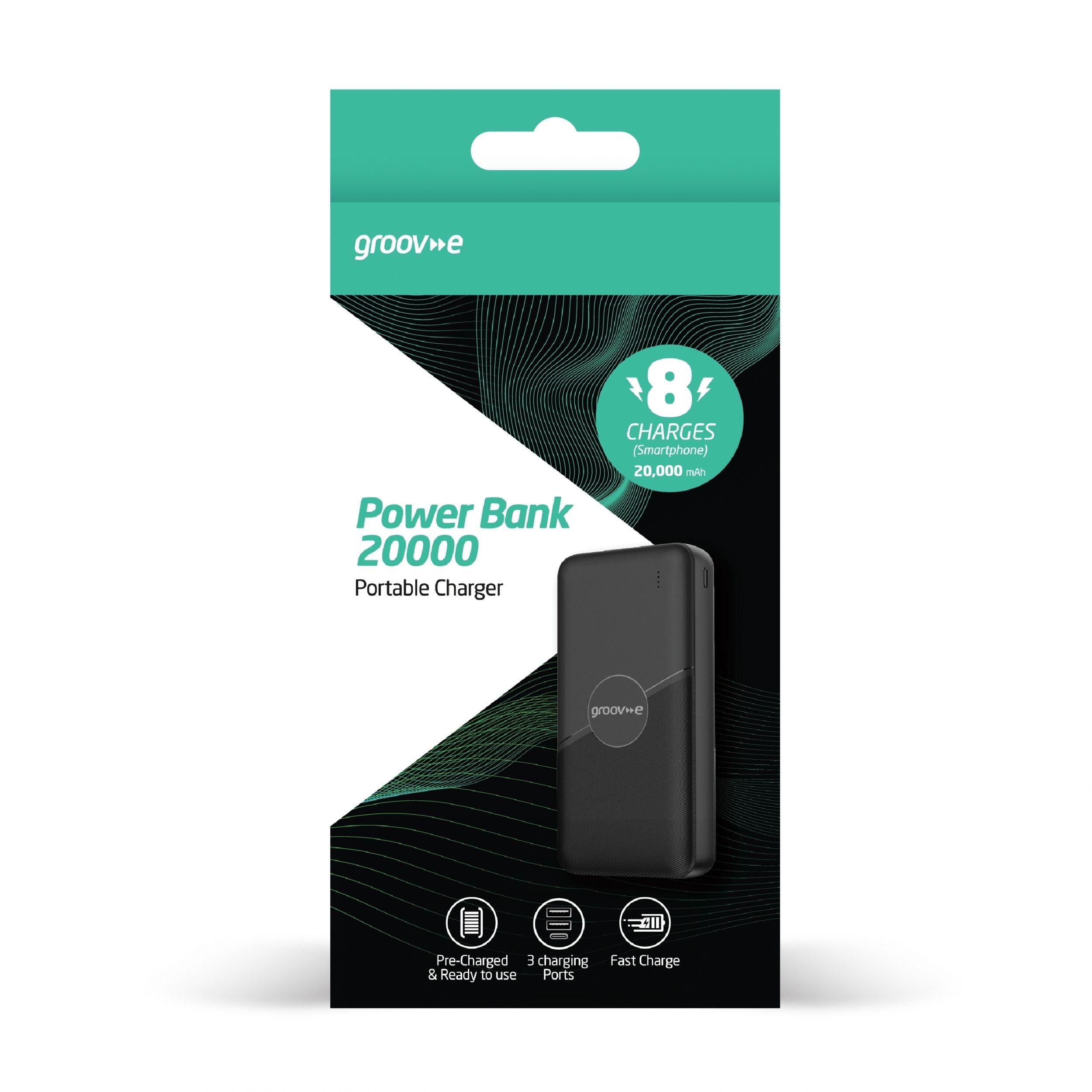 Groov-e 20000mAh Portable Power Bank - official product image