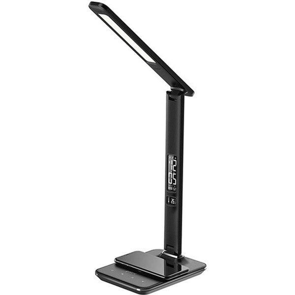 Groov-e GVWC04BK ARES LED Desk Lamp with Wireless Charging Pad & Clock - Black