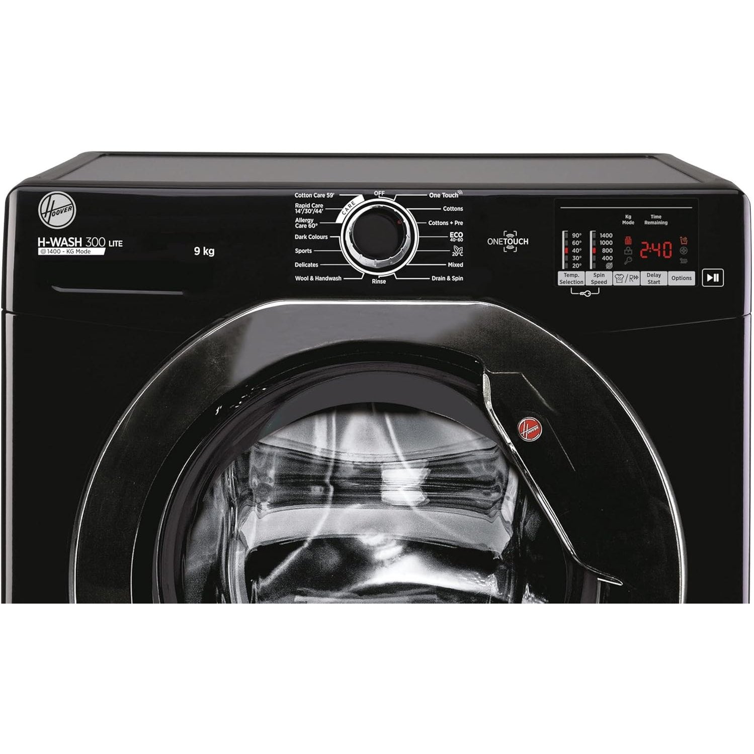 Hoover H-WASH 300 Lite 9KG 1400RPM Freestanding Washing Machine - Black | H3W492DABB4/1-80 Hoover Washing Machine Euronics Ireland