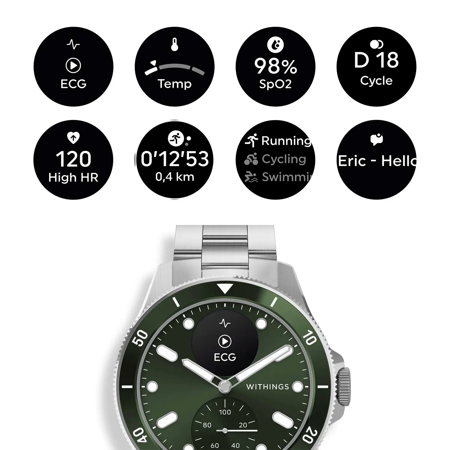 Withings ScanWatch Nova - Premium Health Smartwatch with ECG & SpO2 - Green | 78-HWA10-model 8-All-Int