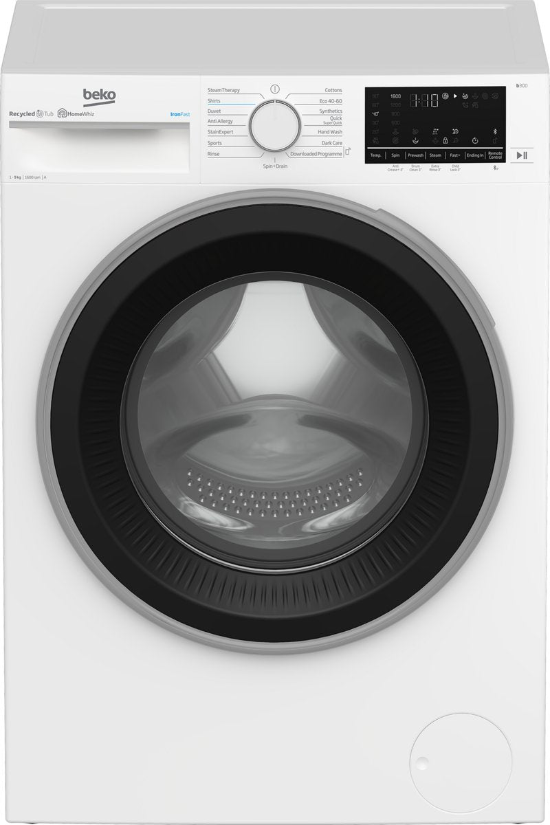 Beko 9kg 1600rpm Washing Machine IronFast RecycledTub | B3W5961IW