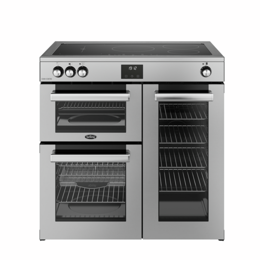 Belling Cookcentre 90Ei 90cm Induction Range Cooker - Stainless Steel - front view