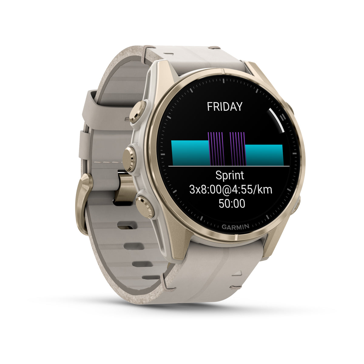 Garmin fenix 8 43mm AMOLED Sapphire GPS Smartwatch - front-left angled view