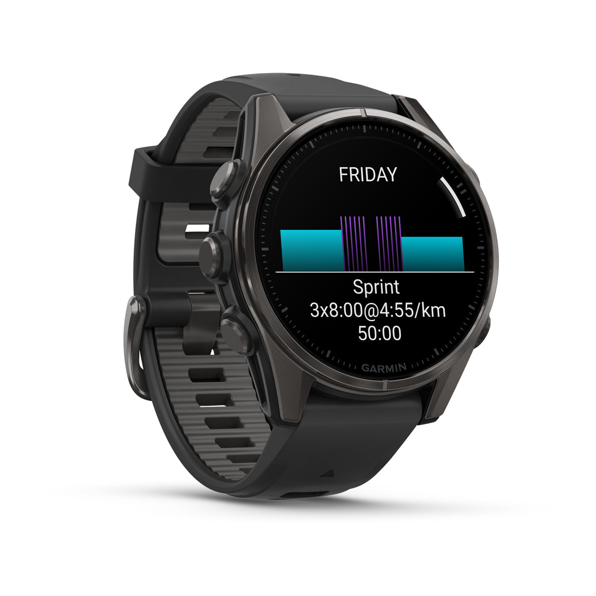 Garmin fenix 8 43mm AMOLED Sapphire GPS Smartwatch - front-left angled view