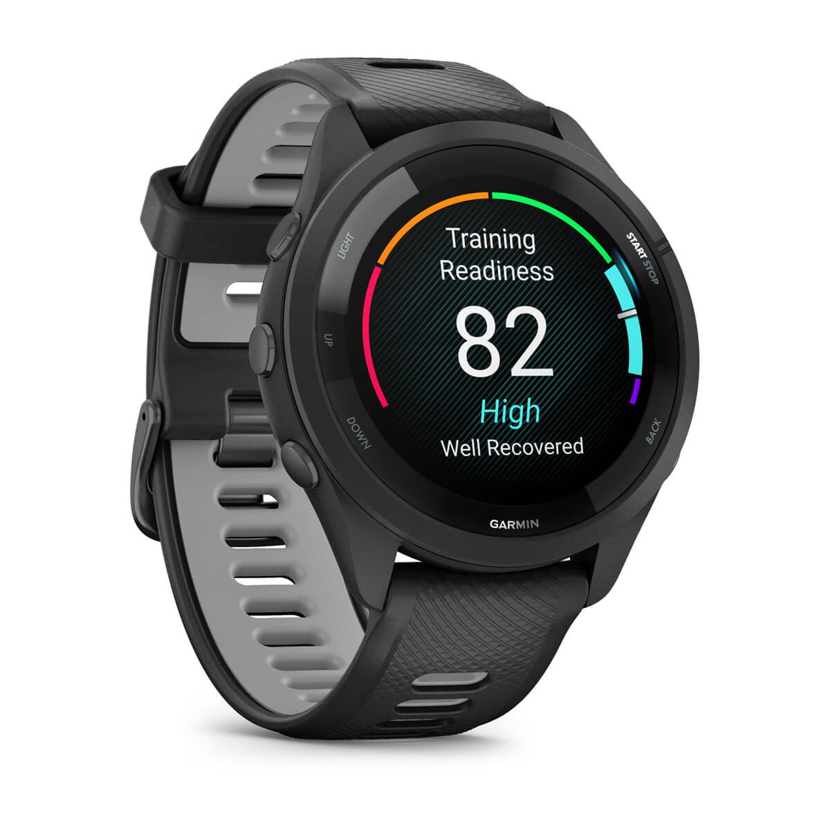 Garmin Forerunner 265 Music GPS Running Smartwatch - angled left-front view