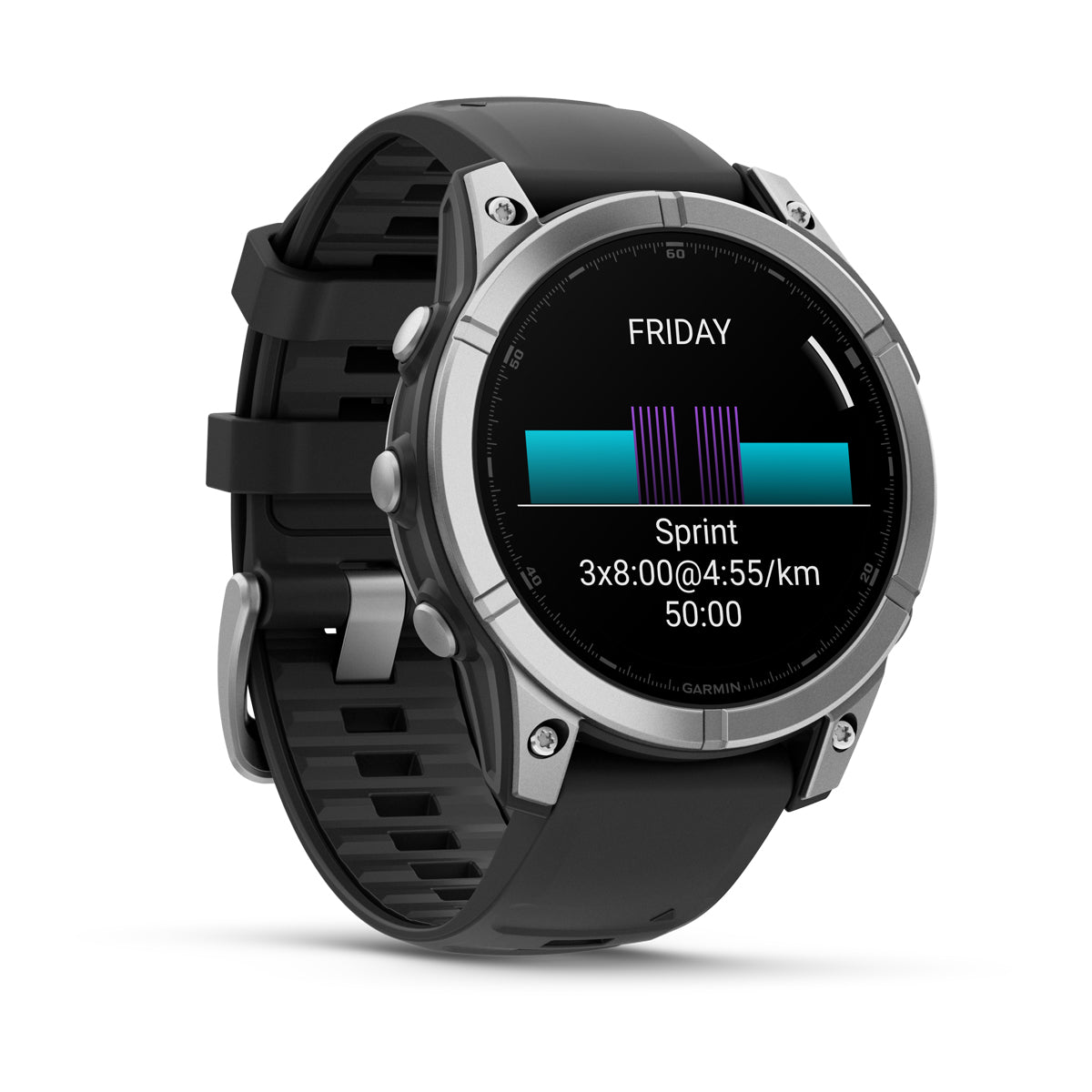 Garmin fenix E 47mm AMOLED GPS Smartwatch - front-left angled view