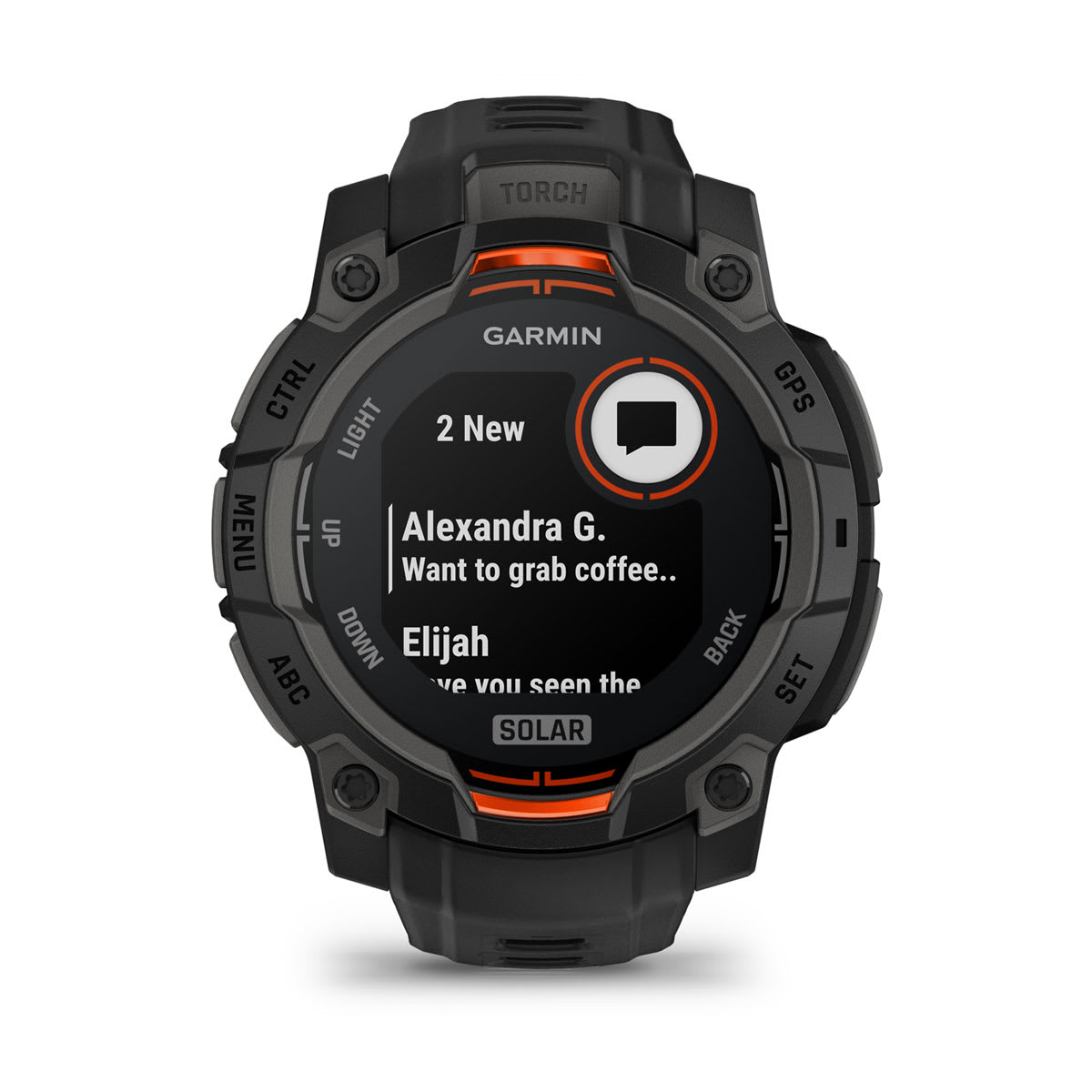Garmin Instinct 3 45mm Solar Rugged GPS Smartwatch - display screen