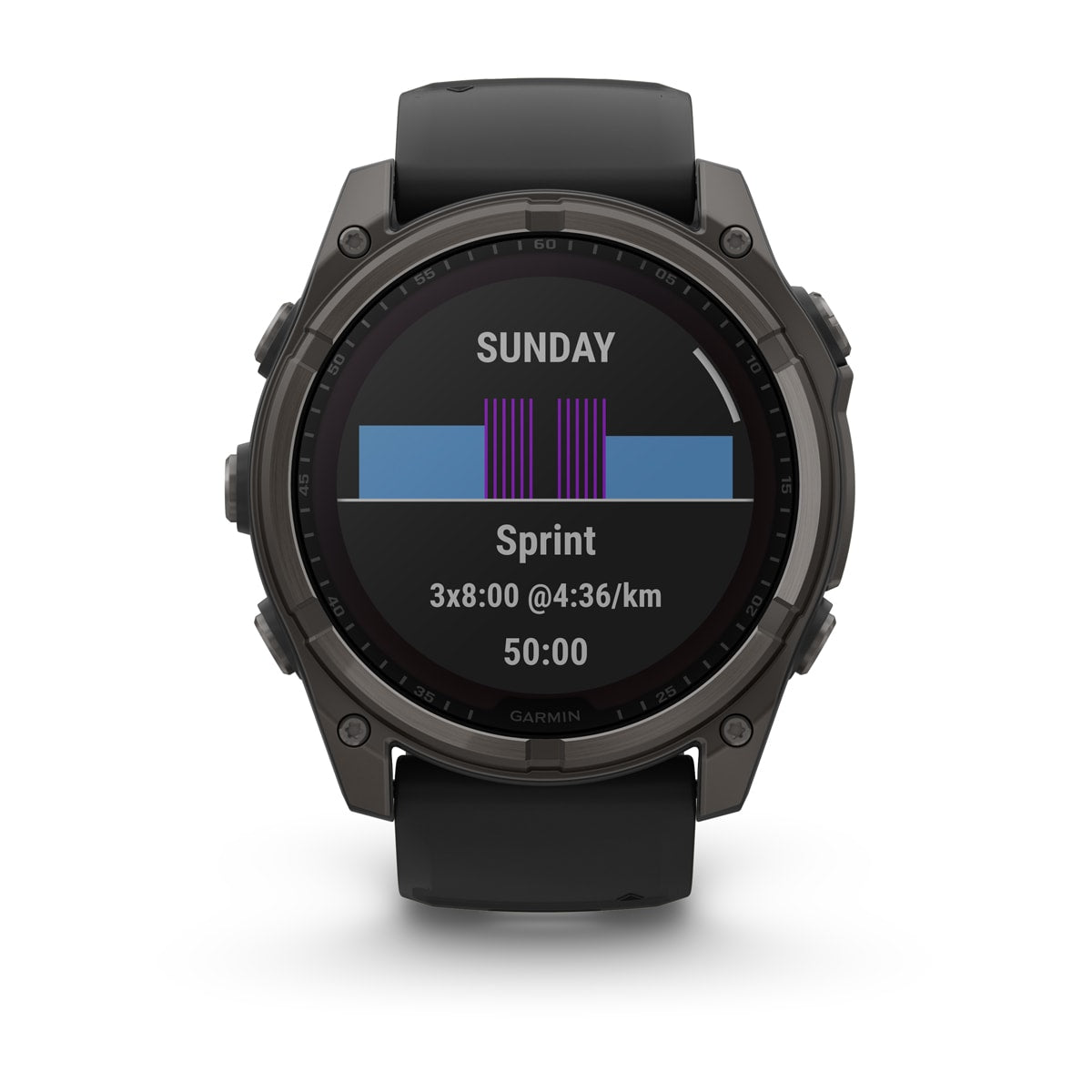 Garmin fenix 8 51mm Solar Sapphire GPS Smartwatch - front view, display screen feature