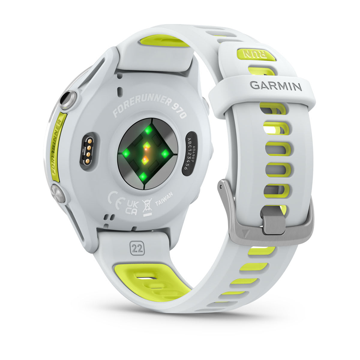 Garmin Forerunner 970 GPS Running Smartwatch - back view, heart-rate sensor