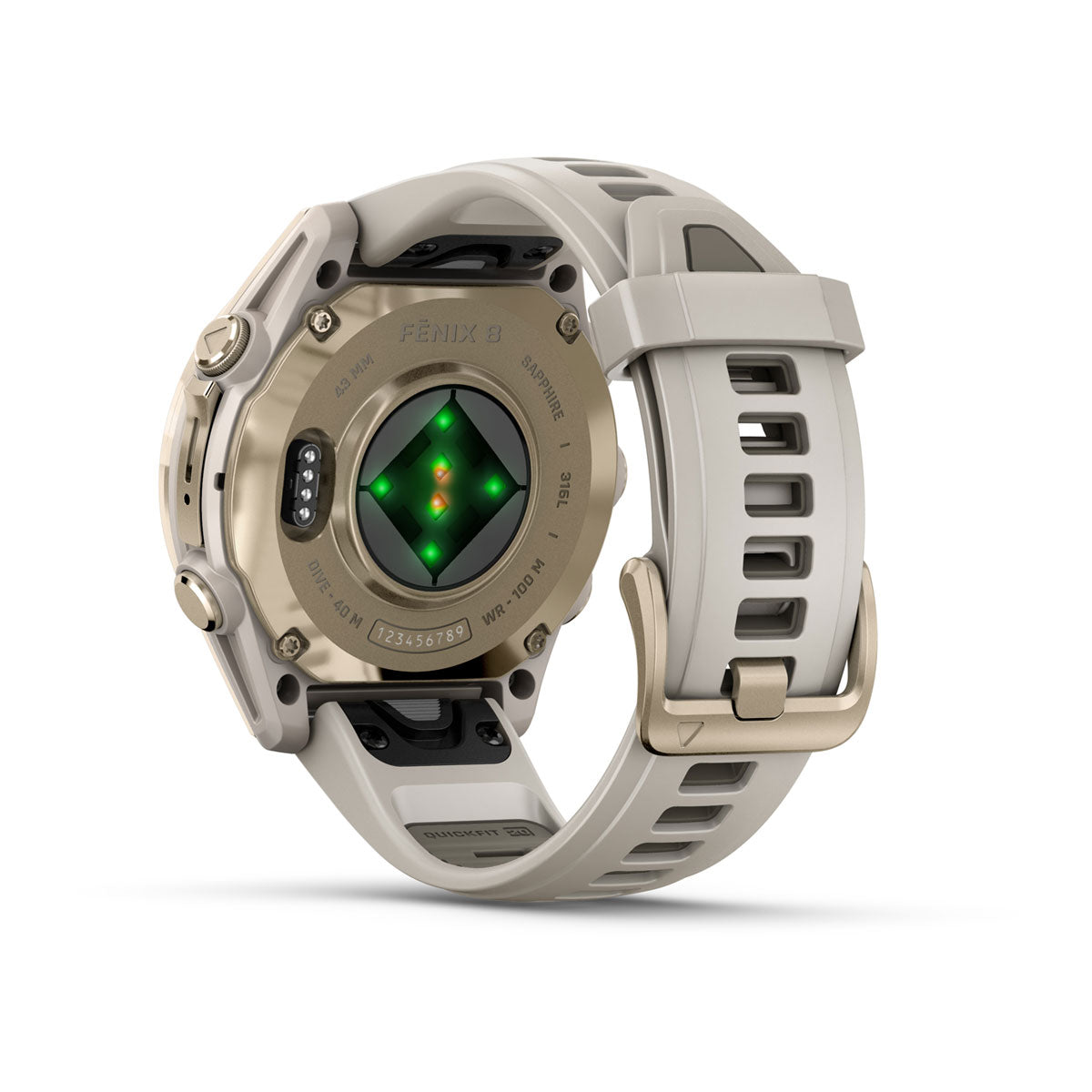 Garmin fenix 8 43mm AMOLED Sapphire GPS Smartwatch - rear view